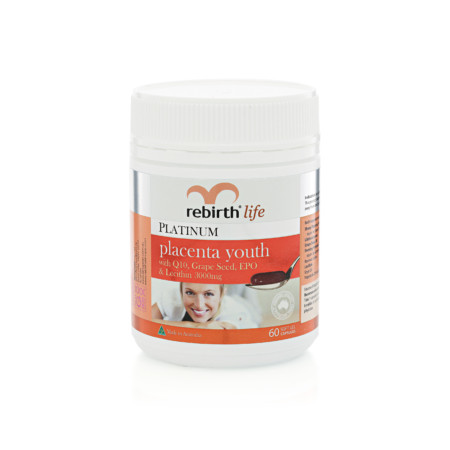 Rebirth Platinum Placenta Youth with Q10. Grape Seed & EPO 3,000 mg/ Size 60c (RL20) - Image 2