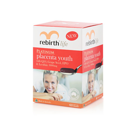 Rebirth Platinum Placenta Youth with Q10. Grape Seed & EPO 3,000 mg/ Size 60c (RL20) - Image 3